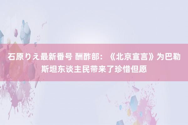 石原りえ最新番号 酬酢部：《北京宣言》为巴勒斯坦东谈主民带来了珍惜但愿