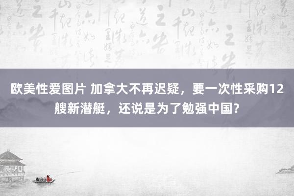 欧美性爱图片 加拿大不再迟疑，要一次性采购12艘新潜艇，还说是为了勉强中国？