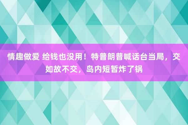 情趣做爱 给钱也没用！特普朗普喊话台当局，交如故不交，岛内短暂炸了锅