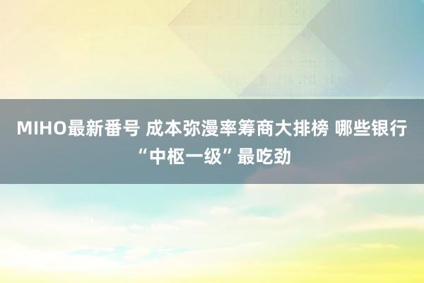 MIHO最新番号 成本弥漫率筹商大排榜 哪些银行“中枢一级”最吃劲