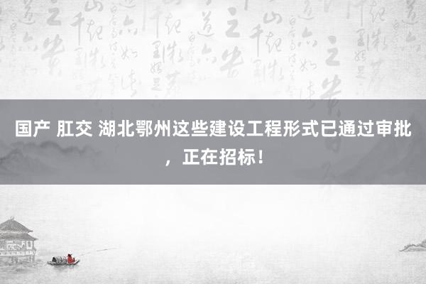 国产 肛交 湖北鄂州这些建设工程形式已通过审批，正在招标！